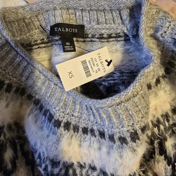 NWT $129 Talbots Crewneck Sweater - Persian Fair Isle Oversized Size Xs - Picture 3 of 6